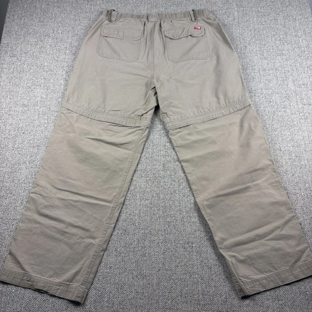 The North Face Mens Convertible Hiking Pants Beige Tan Cargo Zip Off Shorts Sz L